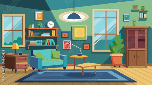 Cozy living room interior with modern furniture and decor