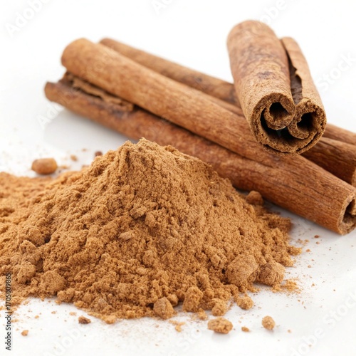 cinnamon sticks on white background