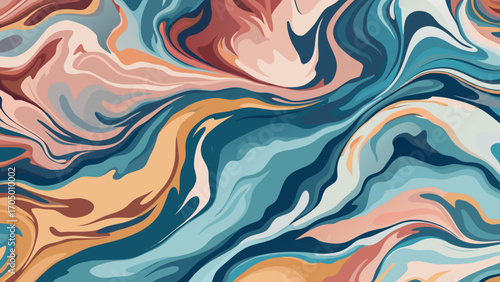 Abstract swirling paint texture with earthy tones and teal hues