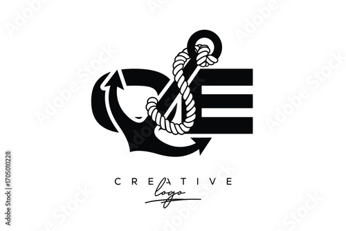 OD Creative Monogram Latter Logo with Anchor and Rope Design Minimalistic Logo Design 
