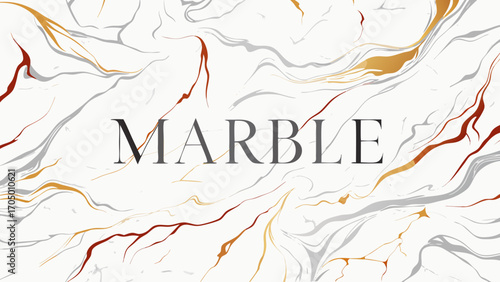 Elegant marble texture with gold and red veins and text