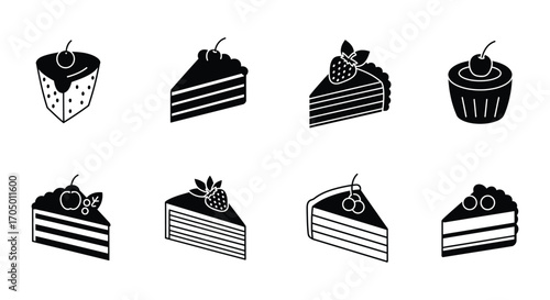 various desserts including cakes cupcakes and slices with toppings