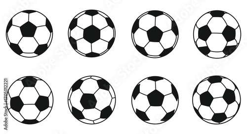 a collection of soccer balls arranged neatly in rows