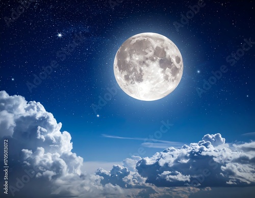 Full moon, night sky, clouds (1)