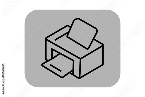 This image shows an isometric 3D printer icon. The printer is illustrated with bold black outlines, giving it a clean and modern blocky look.