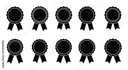 ten black ribbons neatly arranged in two rows