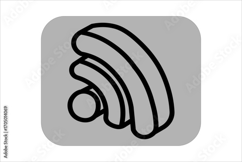 This image is a minimalist graphic icon of a wireless signal. It shows a solid dot at the bottom with three curved, arched lines radiating outward and upward from it