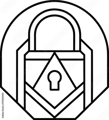 abstract lock outline icon with geometric style.