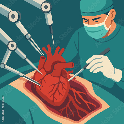 Robotic heart surgery procedure with advanced medical technology