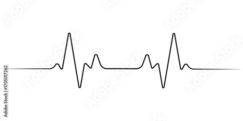 Continuous one line representing a heartbeat outline vector art illustration, Heart beat one line. Hand drawn symbol vector illustration.