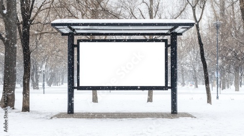 Wallpaper Mural Blank billboard display in snowy park Torontodigital.ca