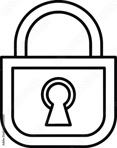 flat outline lock icon with secure symbol.