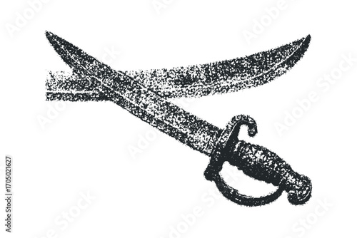 Curved Sabers Weapon Isolated on White. Vector hand drawn illustration