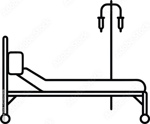 hospital bed with iv drip icon simple vector.