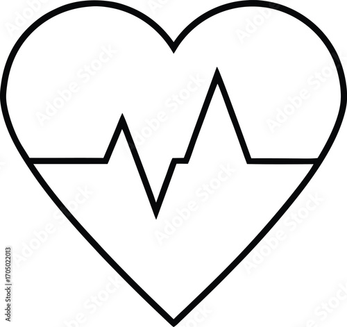 healthy heart with heartbeat outline icon.