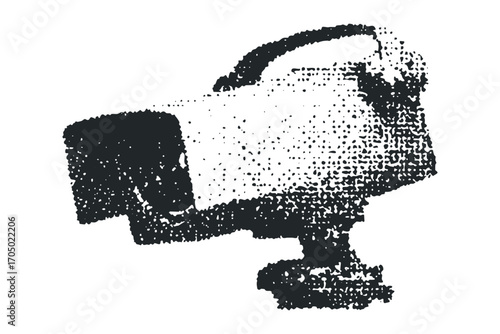 Ink sketch of a surveillance camera with textured effect. Vector hand drawn illustration