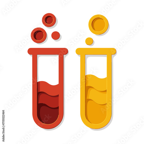 Colorful test tubes with bubbles on gradient background for science themes