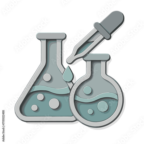 3d laboratory equipment: test tubes and pipette in modern design