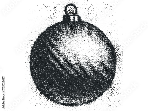 Christmas ornament detailed sketch on transparent background. Vector hand drawn illustration