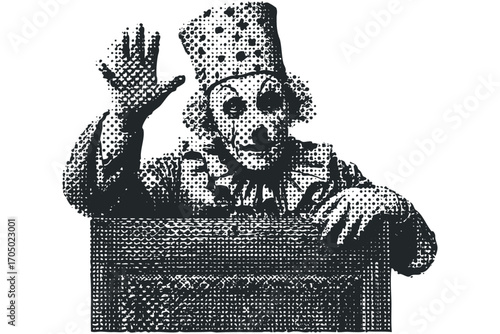 Greeting Clown Figure on Transparent Background Image. Vector hand drawn illustration