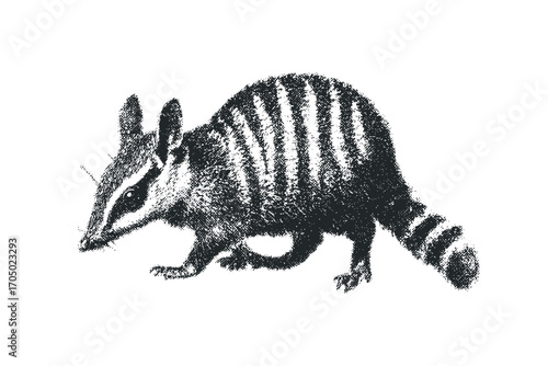 Numbat marsupial mammal illustration on transparent background. Vector hand drawn illustration