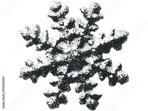 Grungy Snowflake Symbol Isolated on White. Vector hand drawn illustration