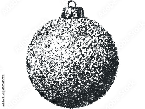 Textured Christmas Ornament on Transparent Background. Vector hand drawn illustration