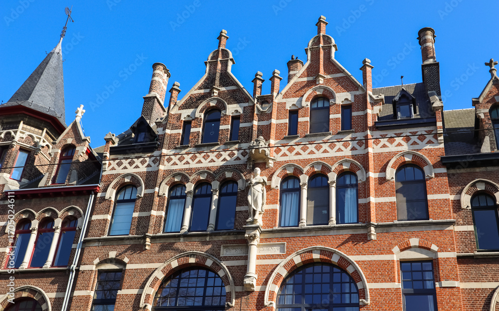 Fototapeta premium Old buildings in Antwerp, Belgium. Historic center of city. Travel photo