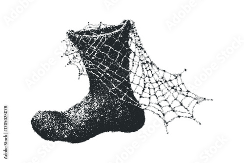 Textured sock with abstract spiderweb elements. Vector hand drawn illustration