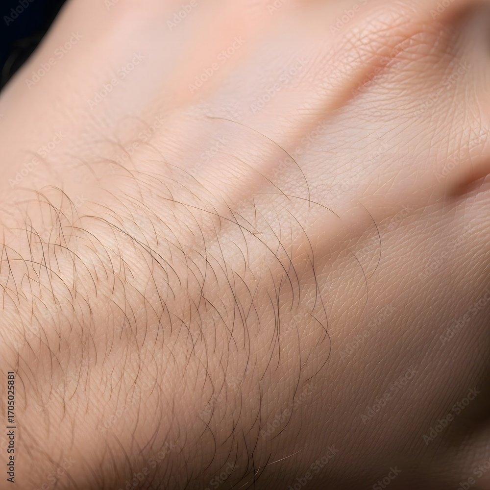 Fototapeta premium Extreme Close-Up Macro Photography of Human Hand Skin with Hair Follicles in 8K