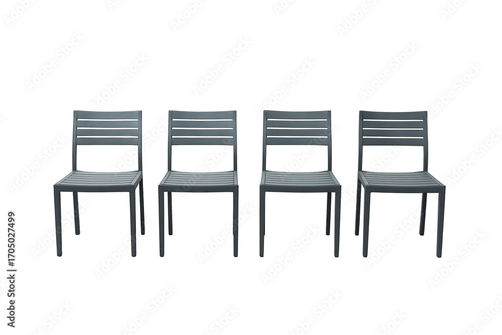 Obraz premium Four modern grey chairs isolated on transparent background