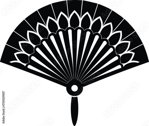 hand-fan-summer-black fan isolated on white