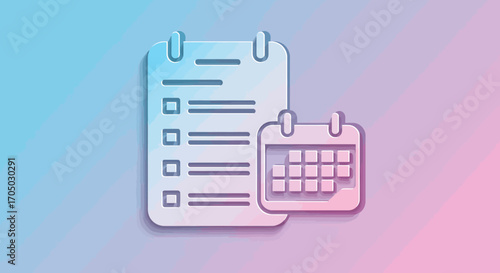Gradient style to-do list and calendar icons on pastel background