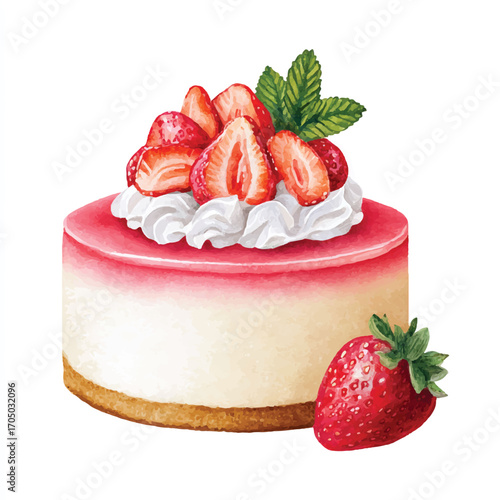 Strawberry Cheesecake Delight with Fresh Berries and Mint.