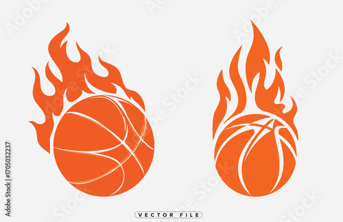 Hot basketball team logo design with flames on fire 