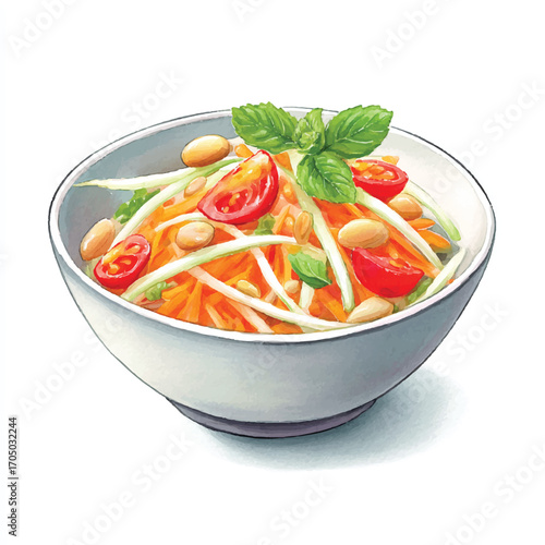Thai Papaya Salad in a Bowl.