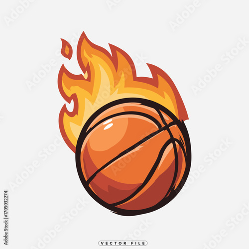 Fiery basketball illustration for sports marketing concepts