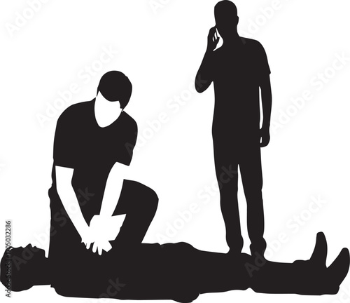 Emergency Resuscitation - Silhouette of CPR First Aid