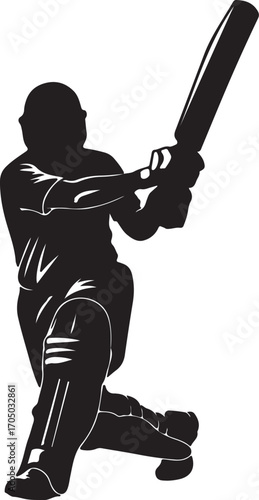 Dynamic Cricket Batsman Silhouette Graphic

Aggressive Cricket Player Hitting Ball Vector

Professional Sportsman Batting in Game