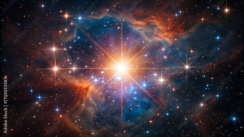 Obraz premium Stunning cosmic nebula glows with vibrant stars and celestial wonder, inspiring awe and discovery