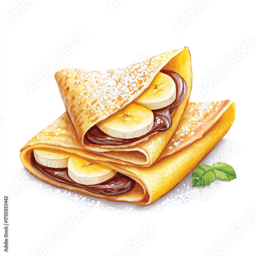 Sweet Crepes with Chocolate and Banana a Delicious Dessert.