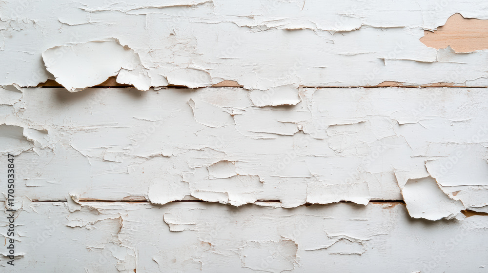 Obraz premium Peeling paint texture on wooden surface creates rustic and weathered appearance