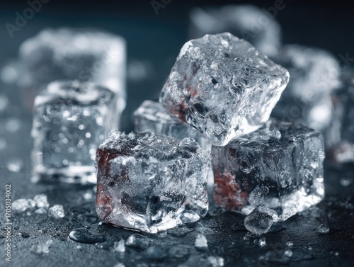 Close-up of several ice cubes