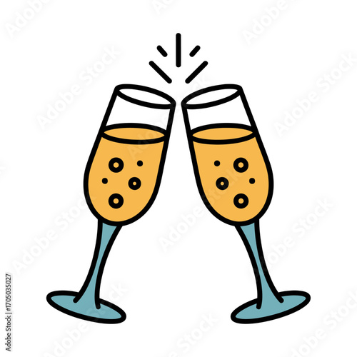 color vector of a toast with two glasses clinking together in celebration