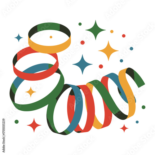 colorful streamers and confetti for new year celebration festival