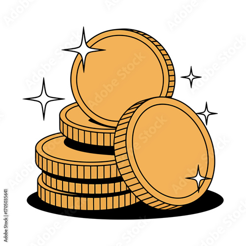 stacked coins with sparkles representing wealth and investment