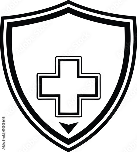 public health outline of shield with medical cross.