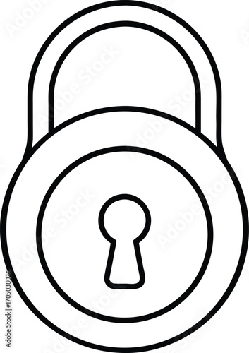 rounded lock outline vector with smooth curves.