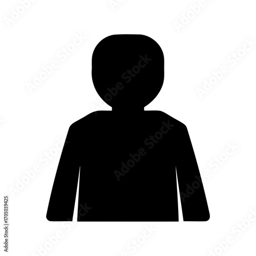 Silhouette of a simple person icon with rounded head and shoulders