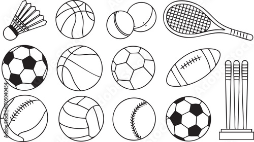 Vector sports illustration pack including baseball golf hockey and bowling equipment